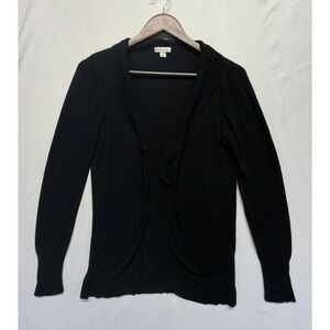 Merona Cardigan Sweater Womens XL Black Viscose Shawl Collar Ribbed Open‎ Front